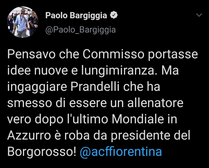 Bargiggia duro su Commisso: "Ingaggiare Prandelli è roba da presidente del Borgorosso!"