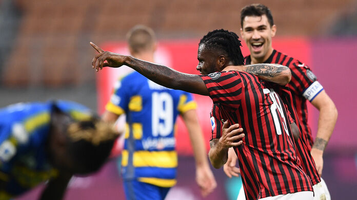 Mg Milano 15/07/2020 - campionato di calcio serie A / Milan-Parma / foto Matteo Gribaudi/Image Sportnella foto: esultanza gol Frank Kessie