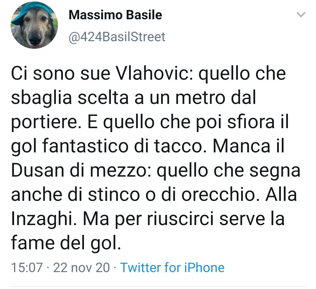 Basile: "Manca Vlahovic, quello che segna anche di stinco o di orecchio"