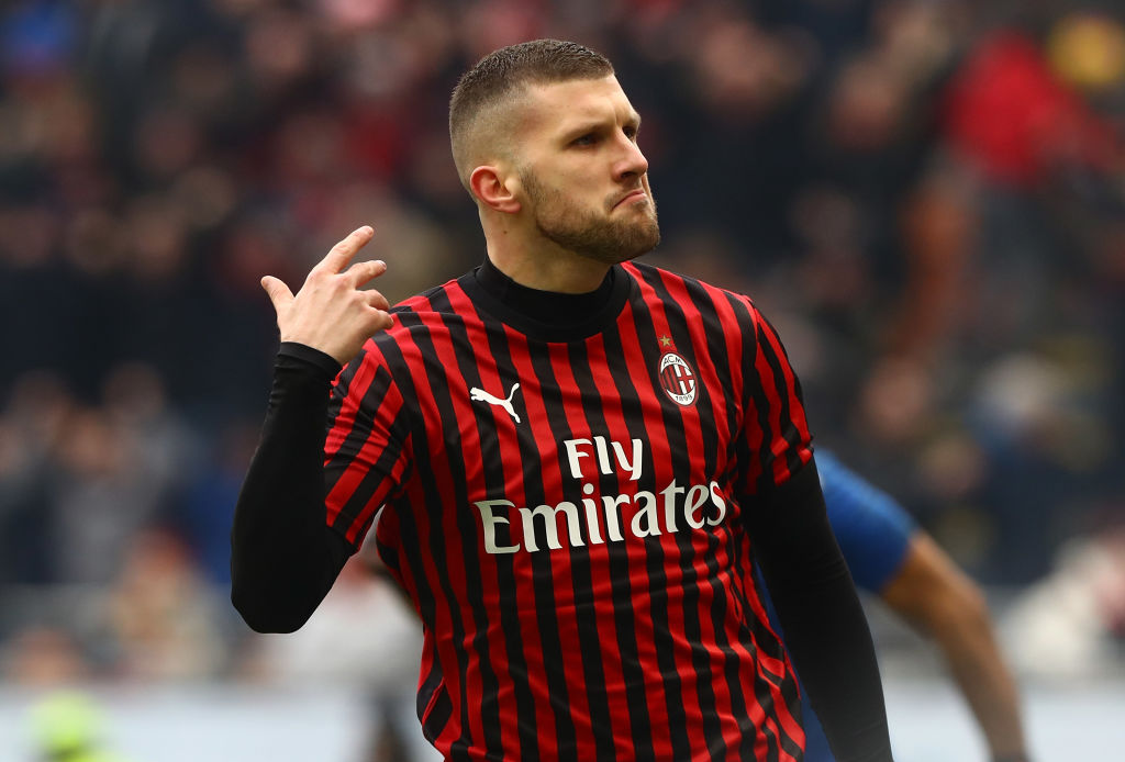 MILAN, ITALY - JANUARY 19: Ante Rebic of AC Milan celebrates his goal during the Serie A match between AC Milan and Udinese Calcio at Stadio Giuseppe Meazza on January 19, 2020 in Milan, Italy. (Photo by Marco Luzzani/Getty Images)