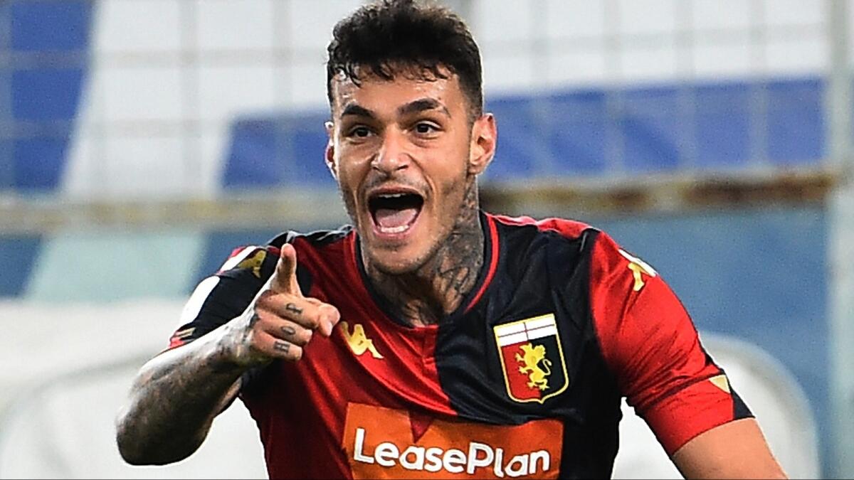 Nazione, Scamacca, la Fiorentina lo vuole e ci prova: il Genoa ha aperto alla sua cessione - GENOA, ITALY - NOVEMBER 26: Gianluca Scamacca of Genoa CFC celebrates after scoring the goal 1-1 during the Coppa Italia match between UC Sampdoria and Genoa CFC at Stadio Luigi Ferraris on November 26, 2020 in Genoa, Italy. (Photo by Paolo Rattini/G