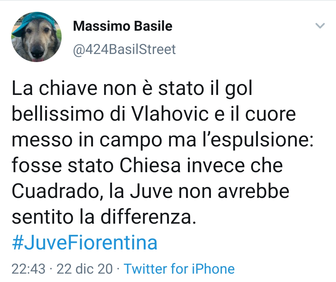 Basile: "Se fosse stato espulso Chiesa non si sentiva la differenza"