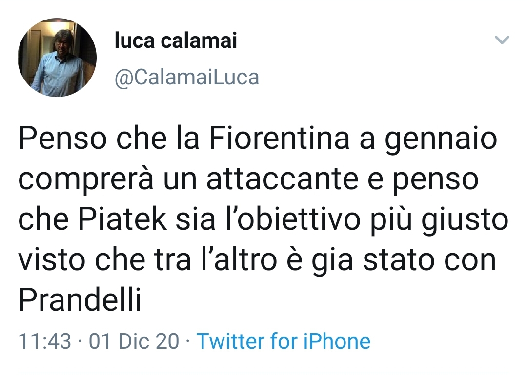 Calamai: "Penso che la Fiorentina prenderà un attaccante, penso si vada su Piatek"