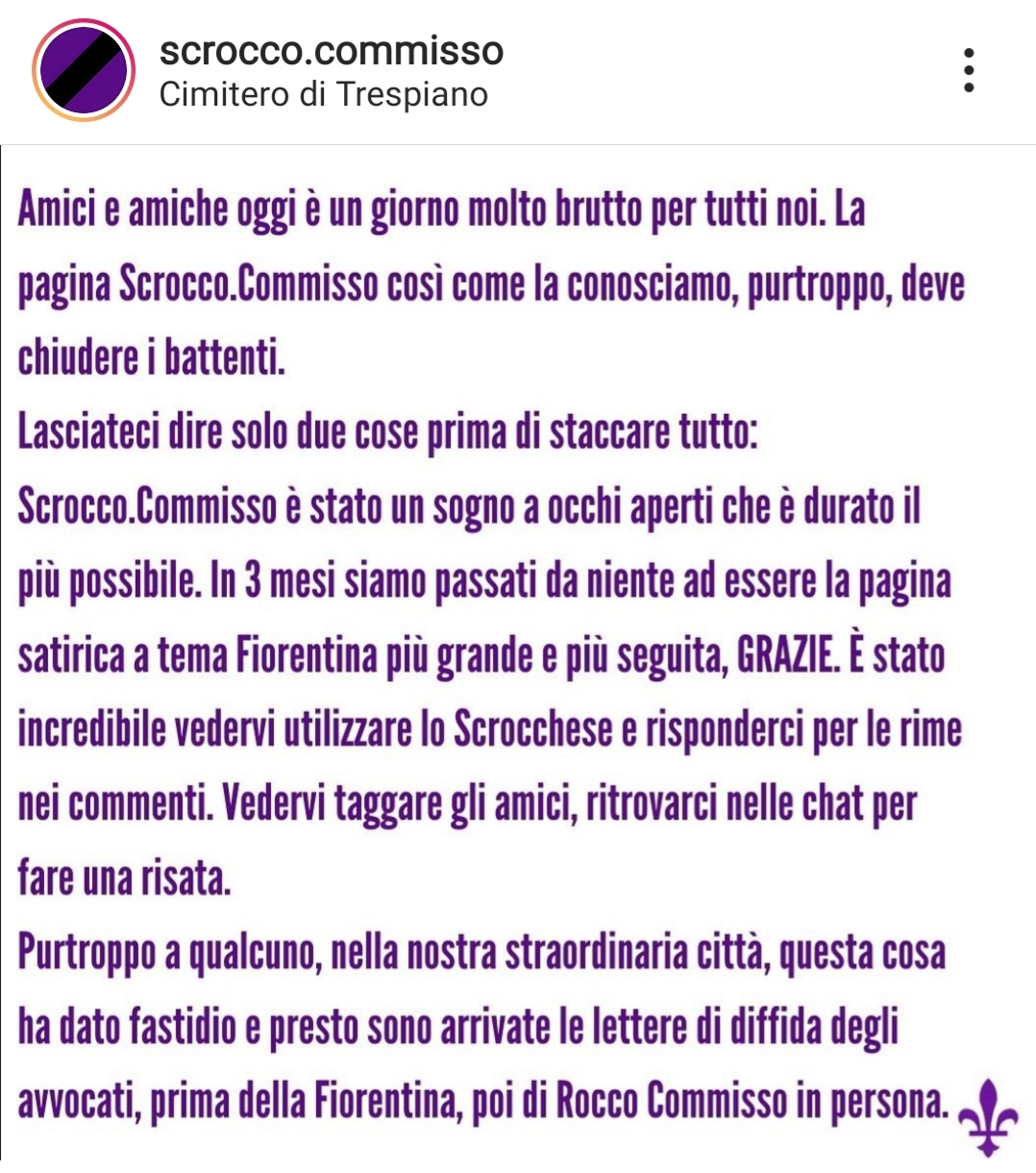 Commisso fa chiudere la pagina satirica sulla Fiorentina a suo nome