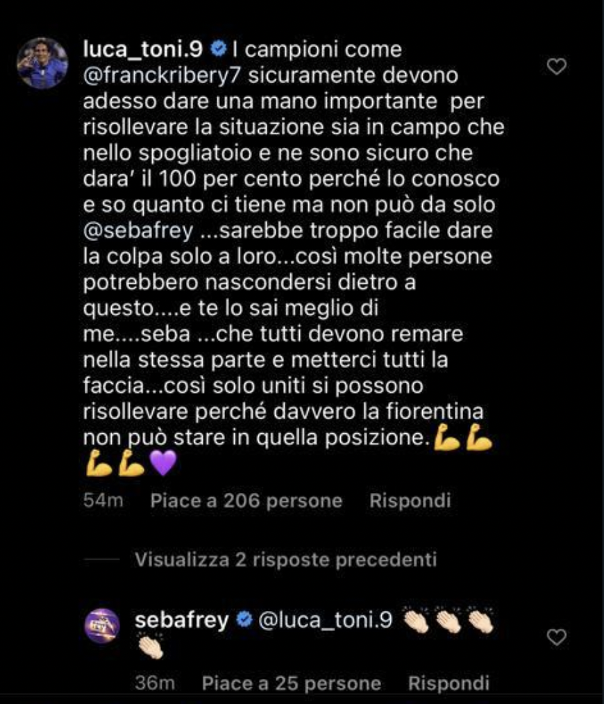 Toni risponde a Frey: "Dare la colpa solo ai giocatori permetterebbe a molte persone di nascondersi"