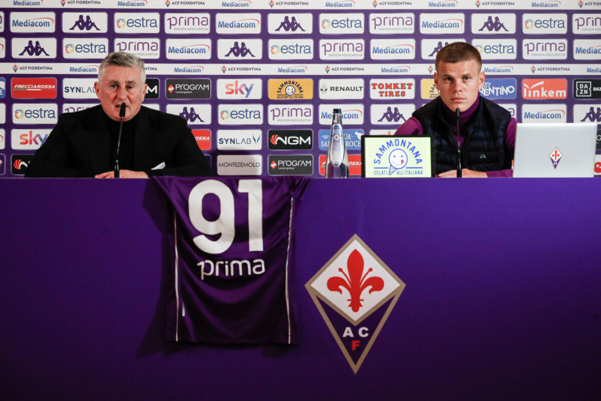Pradè annuncia: "Il nostro mercato è chiuso, chi è stato ceduto ce lo ha chiesto. Siamo a posto" - Firenze, conferenza stampa di presentazione di Aleksandr Kokorin 2021 01 27 © Lorenzo Berti/Massimo Sestini