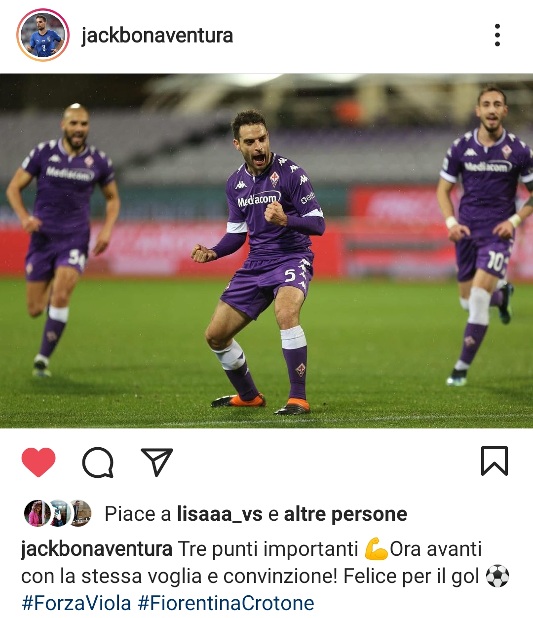 Bonaventura: "Avanti con la stessa voglia e convinzione. Felice per il gol"