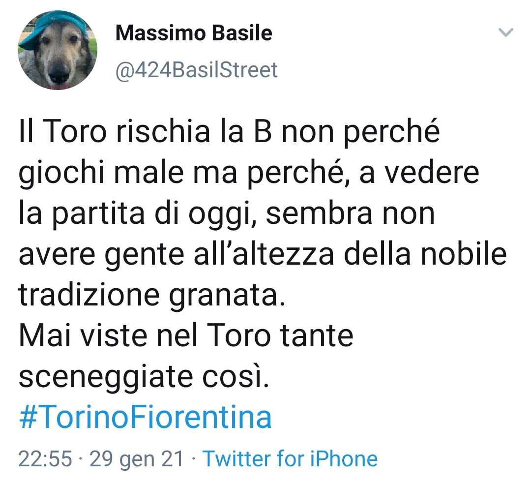 Basile: "Mai visto il Torino fare così tante sceneggiate"