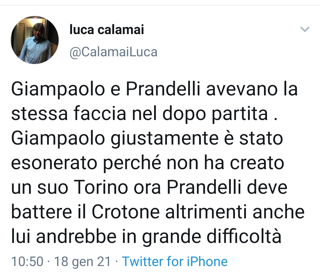 Calamai: "Se Prandelli non batte il Crotone rischia di essere esonerato"