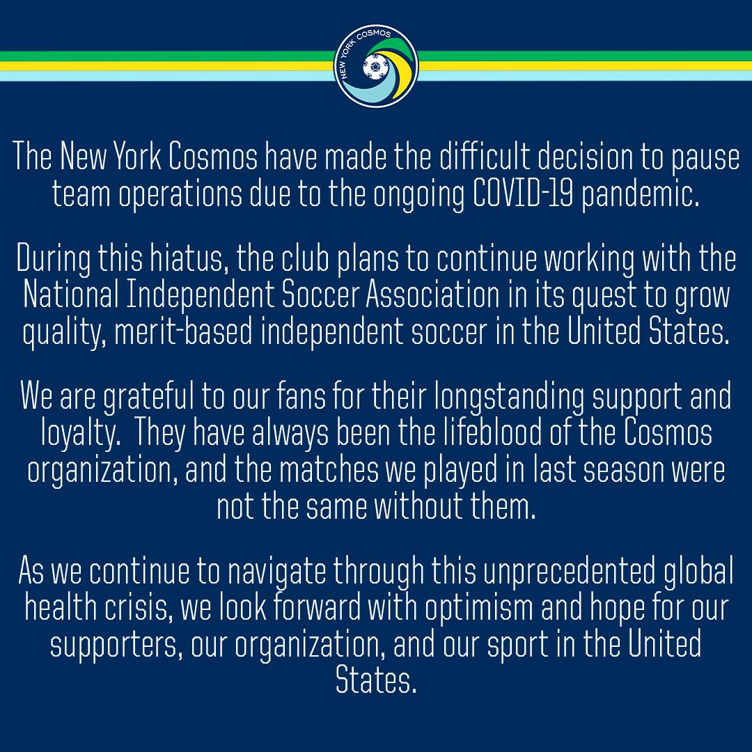 Il club di Commisso si ritira dal campionato: i New York Cosmos non si iscrivono. Il comunicato