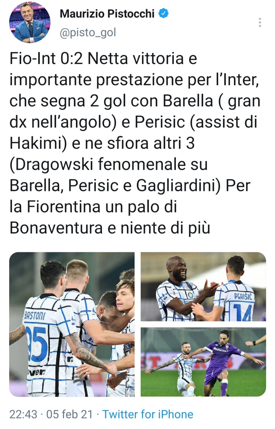Pistocchi: "Per la Fiorentina solo un palo di Bonaventura e niente di più"