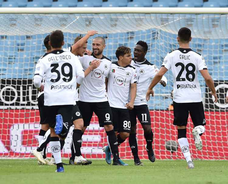 during the Serie A match between Spezia Calcio and US Sassuolo at Dino Manuzzi Stadium on September 27, 2020 in Cesena, Italy.