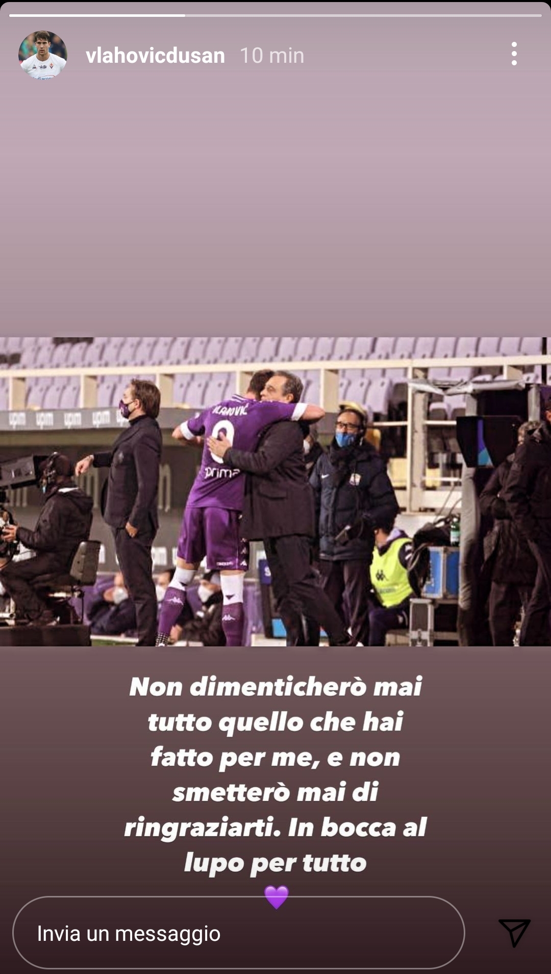 Vlahovic scrive: "Grazie Prandelli per tutto quello che hai fatto per me, non lo dimenticherò mai"