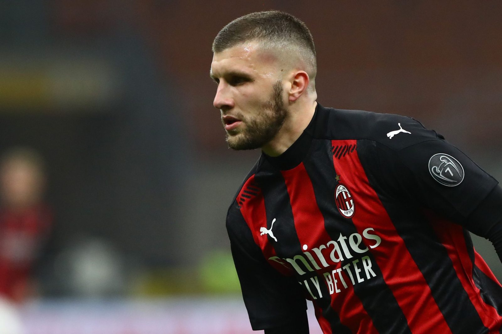 MILAN, ITALY - MARCH 03: Ante Rebic of AC Milan looks on during the Serie A match between AC Milan and Udinese Calcio at Stadio Giuseppe Meazza on March 03, 2021 in Milan, Italy. (Photo by Marco Luzzani/Getty Images)