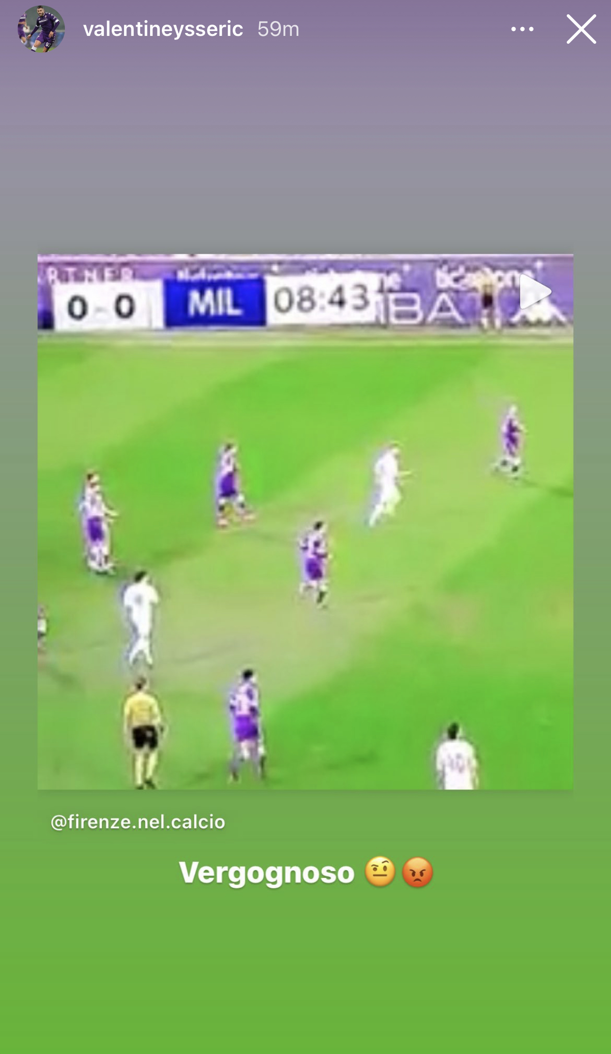 Eysseric non ci sta e grida "Vergognoso" per il fallo di Ibrahimovic su Pezzella, prima del gol del Milan