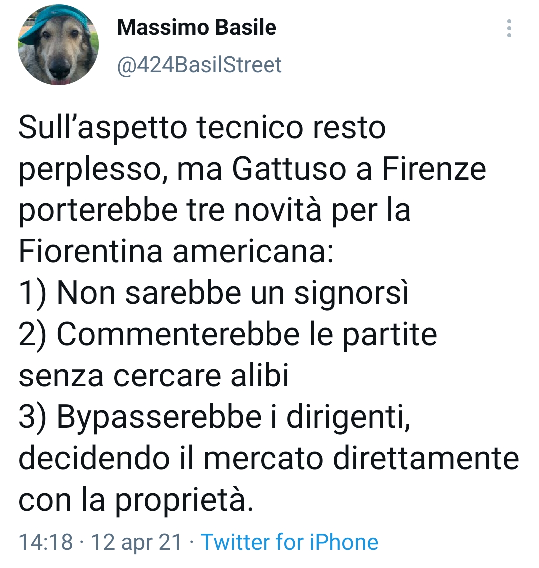 Basile: "Sono perplesso sull'aspetto tecnico di Gattuso"