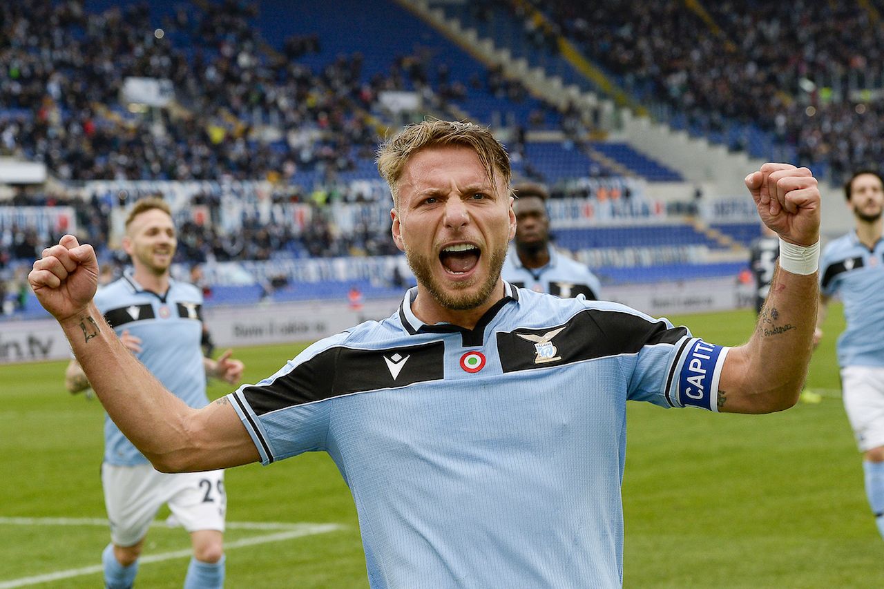 Roma 18-10-2020 Stadio Olimpico incontro LazioSampdoria, Ciro Immobile esulta dopo il gol (foto Di Stasi)
