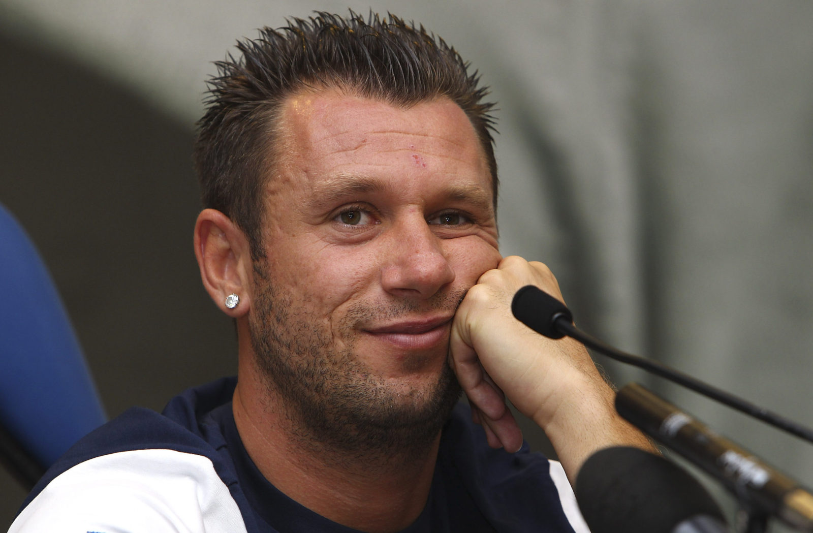 COLLECCHIO, ITALY - JULY 25: Antonio Cassano of FC Parma speaks to the media during a press conference at the club's training ground on July 25, 2014 in Collecchio, Italy. (Photo by Marco Luzzani/Getty Images)