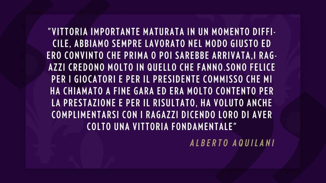 Aquilani: "È stata una vittoria importante. Sono felice per i giocatori viola"