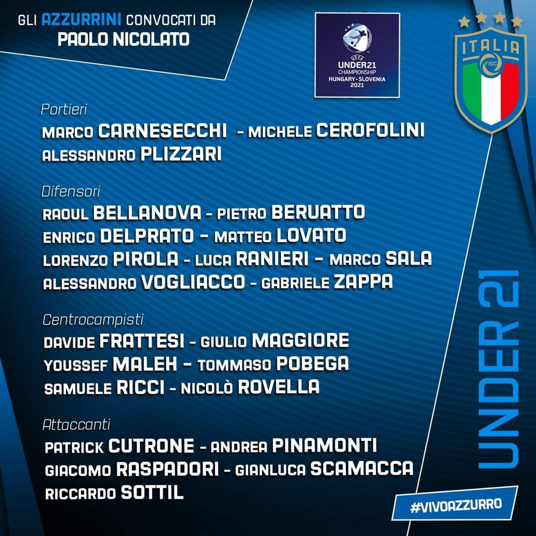 Convocati Under 21: presenti Cerofolini, Ranieri, Maleh e Sottil