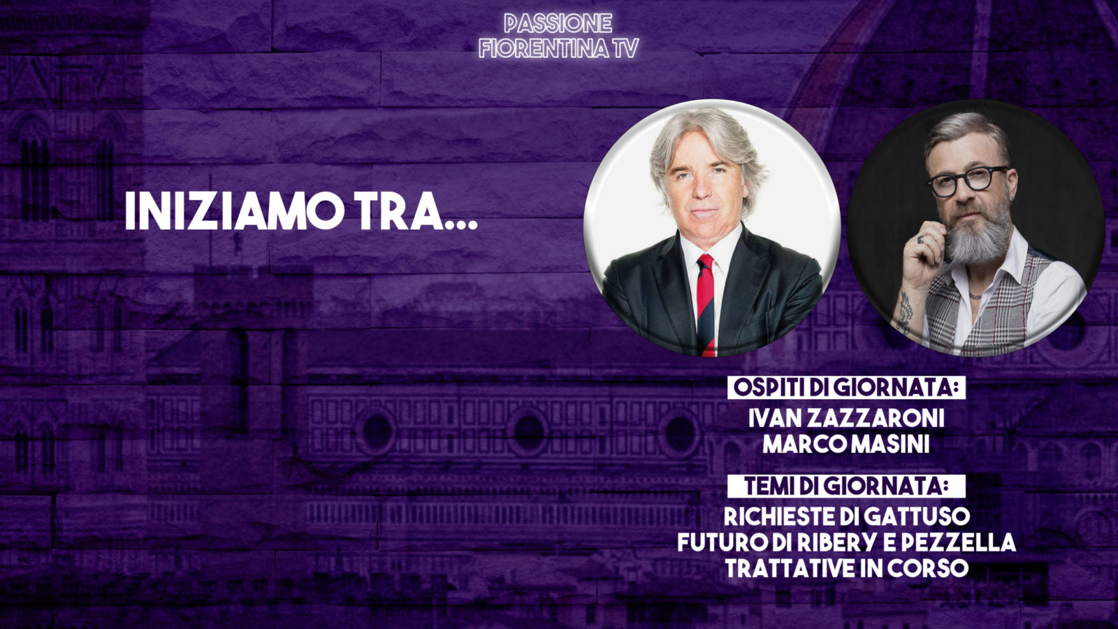 Stasera torna Passione Fiorentina TV. Ospiti Marco Masini e Ivan Zazzaroni. Con Rachele Risaliti