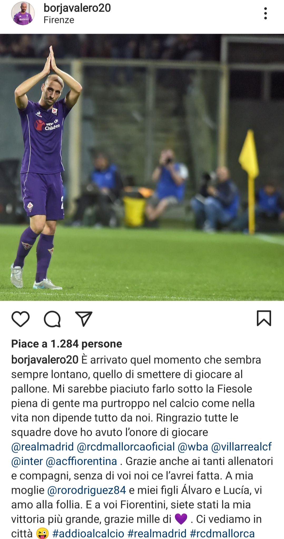 Valero: "Mi sarebbe piaciuto fare l'addio al calcio sotto la Fiesole"