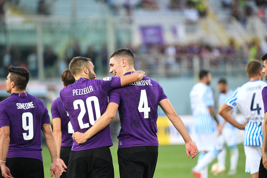 Firenze, stadio Artemio Franchi, 22.09.2018, Fiorentina-Spal, Foto Fiorenzo Sernacchioli. Copyright Labaroviola.com, Milenkovic e Pezzella
