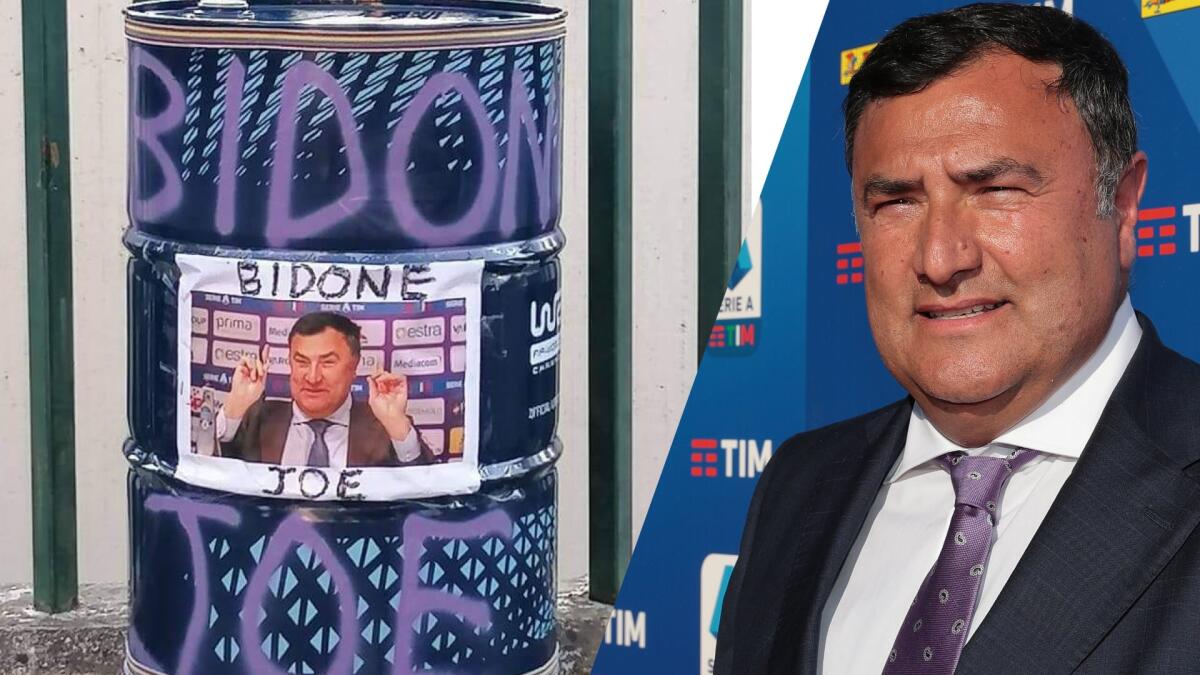 (FOTO): fuori dal Franchi il “Bidone Joe” dedicato al DG della Fiorentina Barone - 