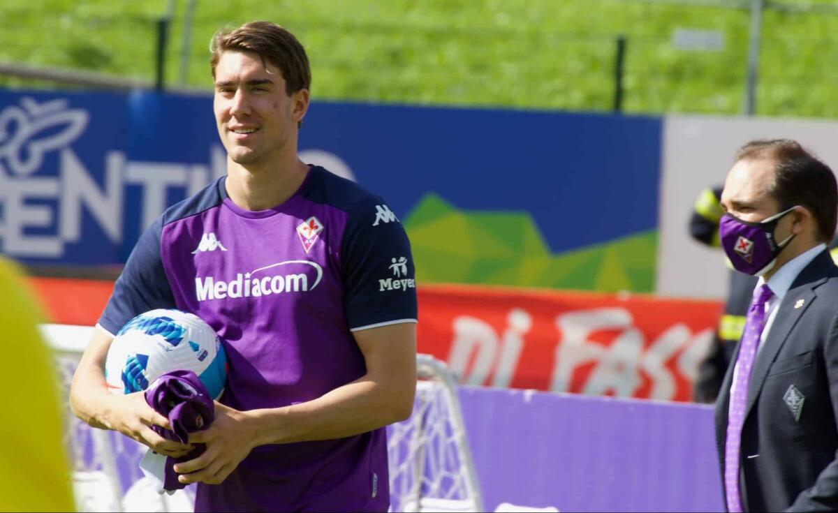 Tuttosport, Vlahovic, il Tottenham insiste: pronta un'offerta da 60 milioni ma la Fiorentina punta al rinnovo - Moena, stadio Benatti, 29.07.2021, amichevole Fiorentina-Levico, foto Lisa Grelloni. Copyright Labaroviola.com