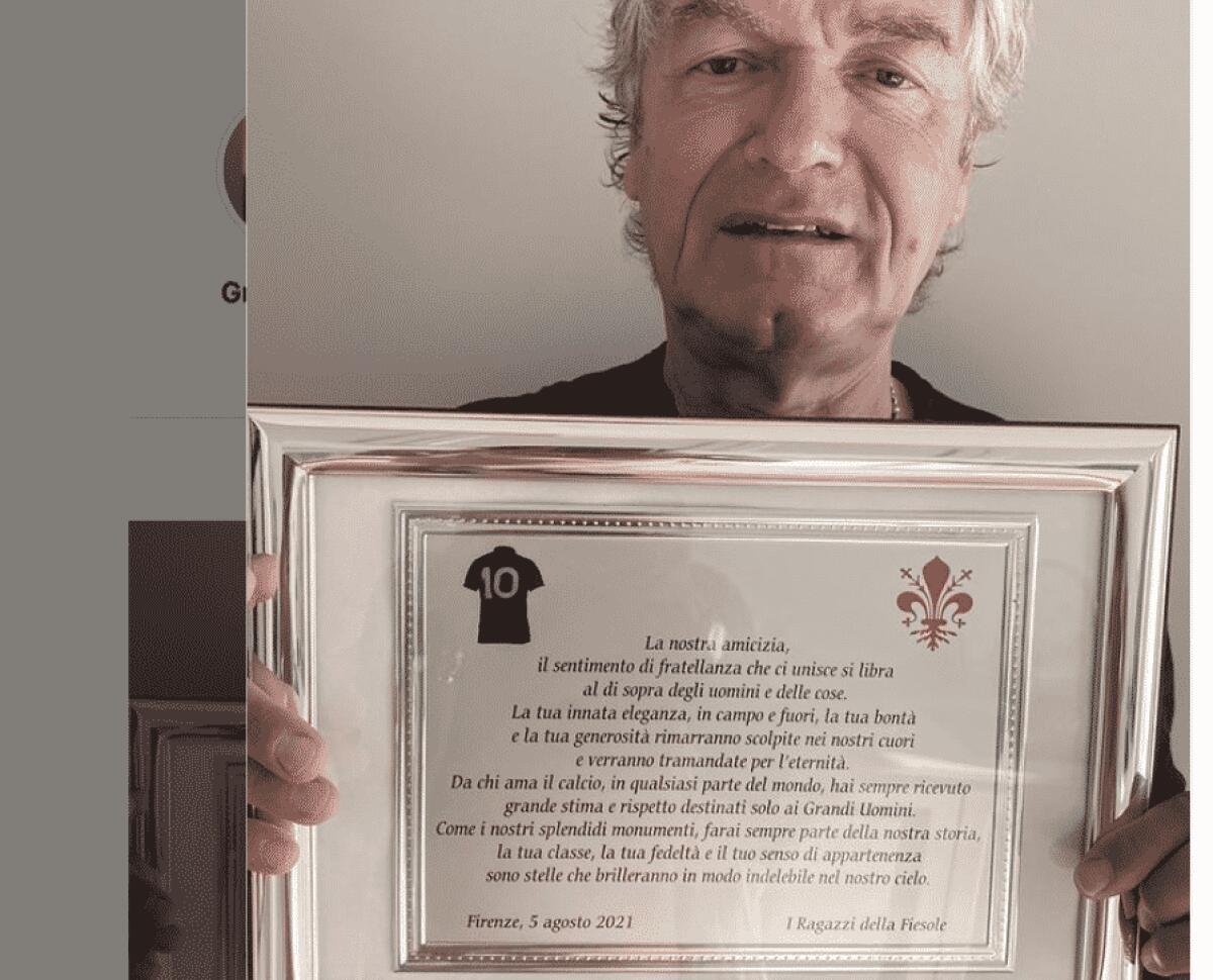 Antognoni, la targa della Fiesole ed il "Post muto": "La tua eleganza verrà tramandata per l'eternità" - 