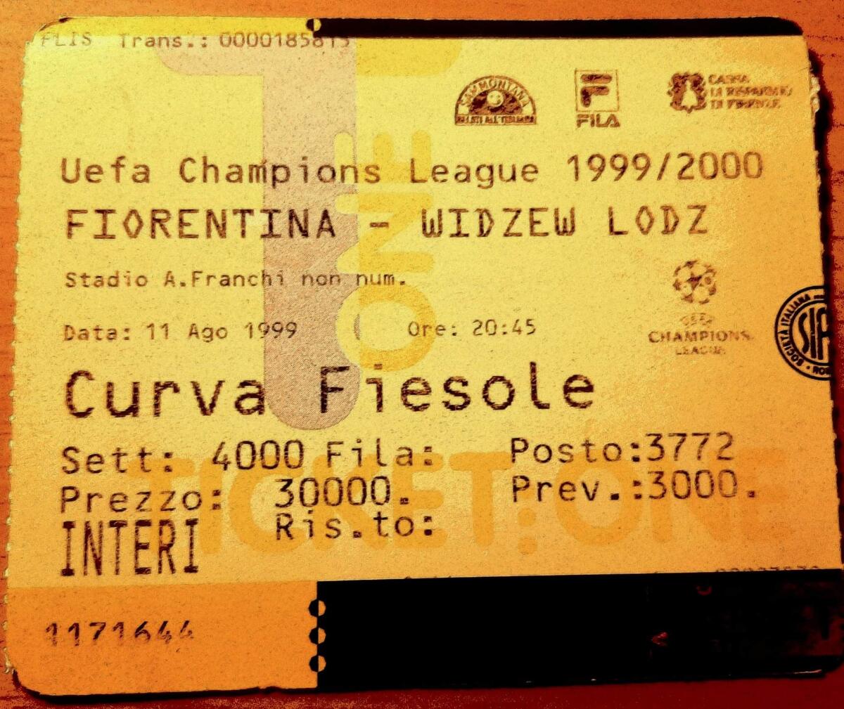 11 agosto 1999: La Fiorentina esordisce in Champions League vincendo 3-1 con il Widzew Lodz - 