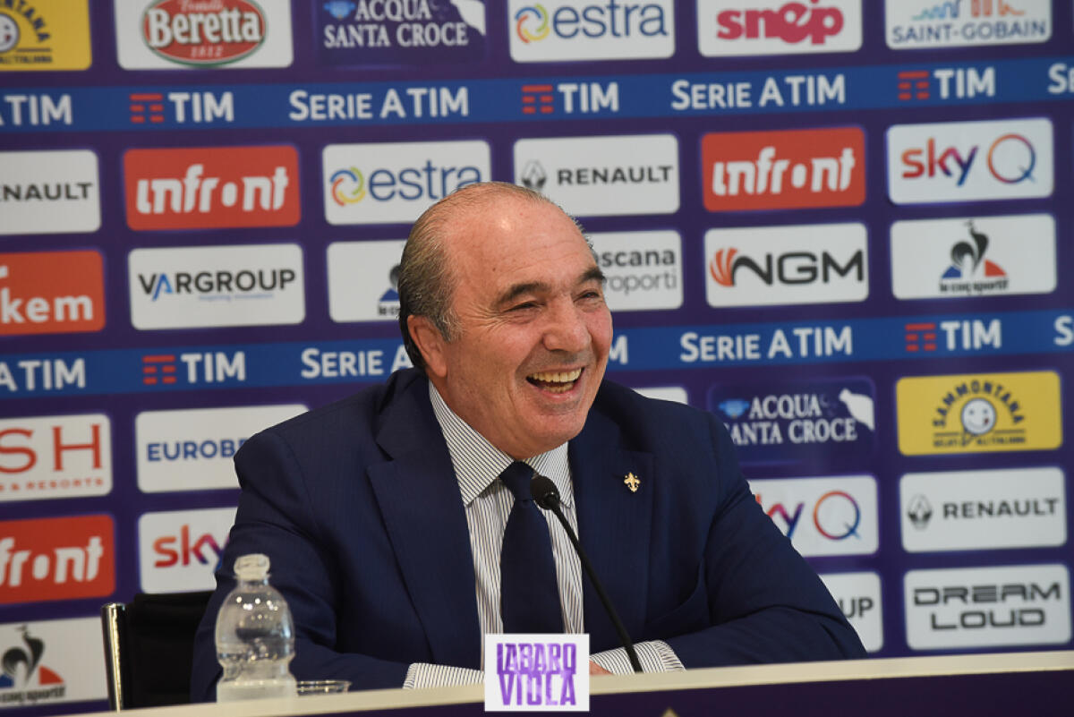 Commisso: "Chiesa rubato dalla Juventus per tanti soldi, sono indebitati per un lavoro sporco" - Firenze, stadio Franchi, 06/06/2019, presentazione Rocco B. Commisso, foto Fiorenzo Sernacchioli. Copyright Labaroviola.com