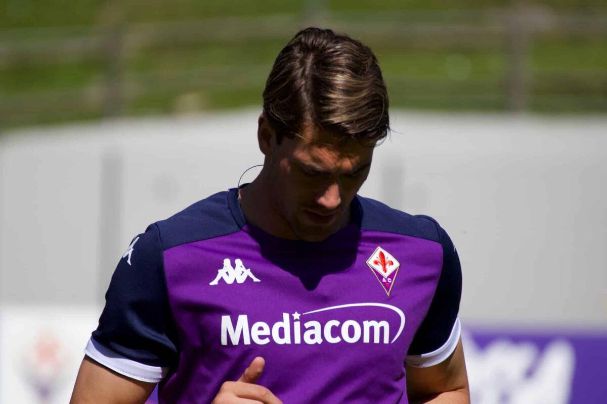 Vlahovic non si vende, Atletico Madrid si arrende e abbandona la pista, valutazione troppo alta - Moena, stadio Benatti, 31.07.2021, allenamento mattutino, foto Lisa Grelloni. Copyright Labaroviola.com