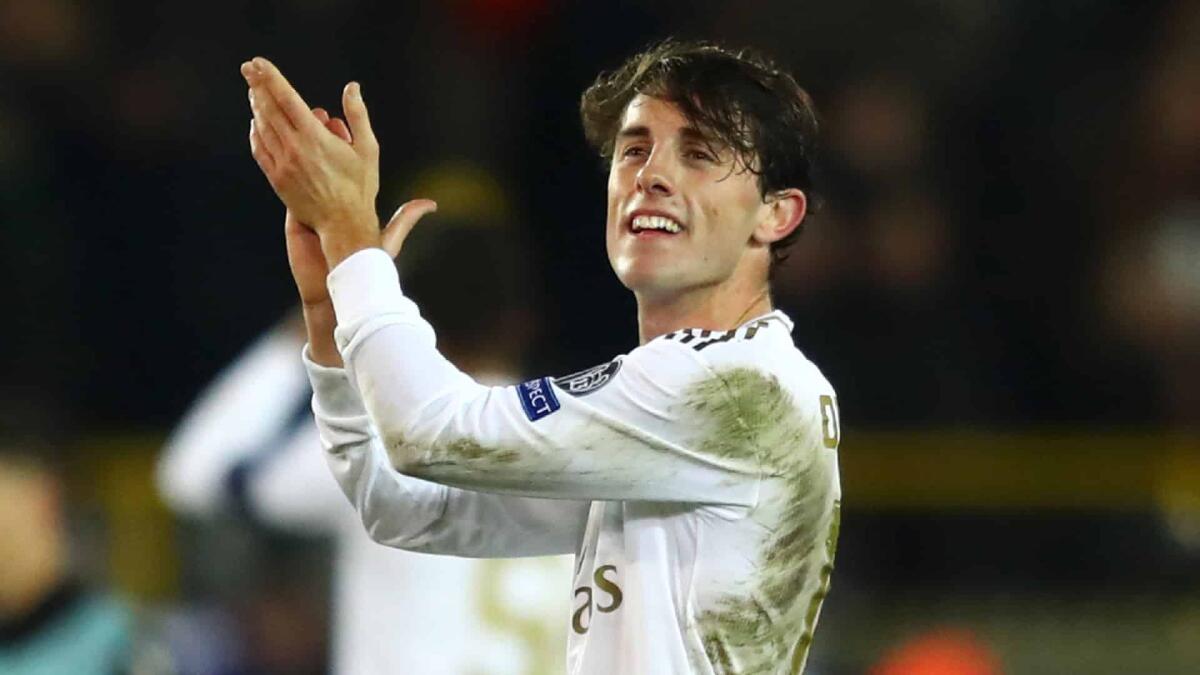 Corriere dello Sport, Odriozola oggi al Franchi: punta alla convocazione contro l'Atalanta - BRUGGE, BELGIUM - DECEMBER 11: Alvaro Odriozola of Real Madrid applauds fans after following victory in the UEFA Champions League group A match between Club Brugge KV and Real Madrid at Jan Breydel Stadium on December 11, 2019 in Brugge, Belgium. (Ph