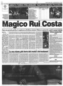11 agosto 1999: La Fiorentina esordisce in Champions League vincendo 3-1 con il Widzew Lodz