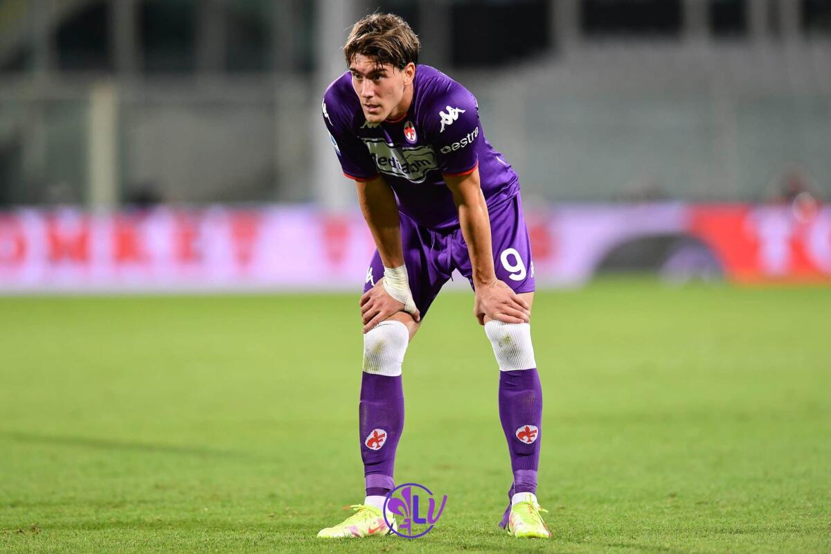 Tuttosport, Vlahovic addio già a gennaio? Milan e Juve in corsa ma occhio al Liverpool e all'Atletico - Firenze, stadio A.Franchi, 03.10.2021, Fiorentina-Napoli, foto Lisa Guglielmi. Copyright Labaroviola.com
