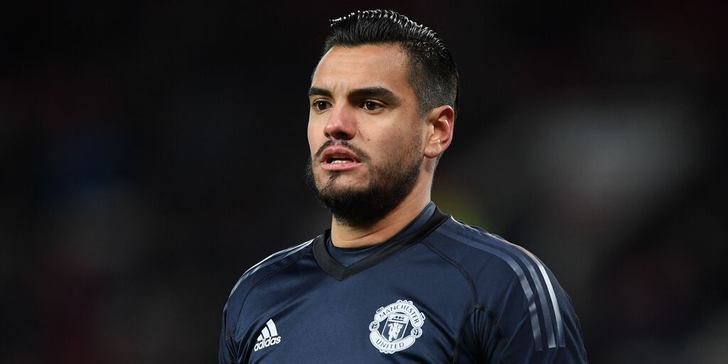 MANCHESTER, ENGLAND - MARCH 17: Sergio Romero of Manchester United the Emirates FA Cup Quarter Final between Manchester United and Brighton & Hove Albion at Old Trafford on March 17, 2018 in Manchester, England. (Photo by Michael Regan/Getty Images)