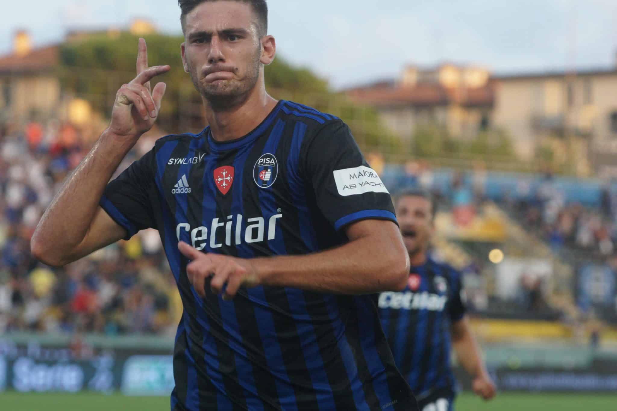 Photo Alessandro La Rocca/LaPresse August 27, 2021 - Pisa, Italy soccer Pisa vs Alessandria - Italian Football Championship League BKT 2021/2022 - Arena Garibaldi-Romeo Anconetani stadium. In the pic:Esultanza,Lorenzo Lucca Pisa segna una doppietta PUBLIC