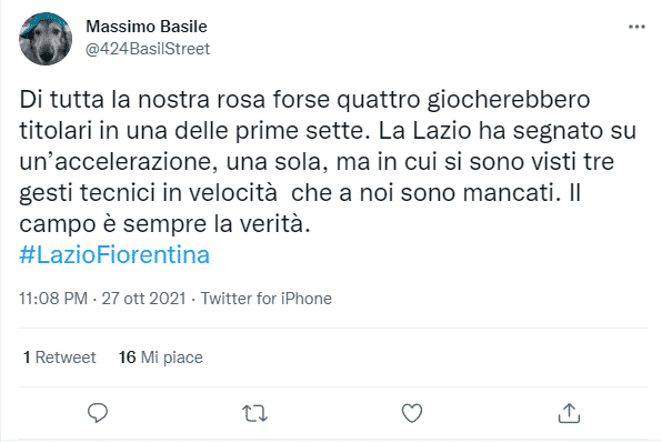 Basile: "Senza Gonzalez giochiamo come lo scorso anno. Non più di 4 viola giocherebbero nelle prime 7"