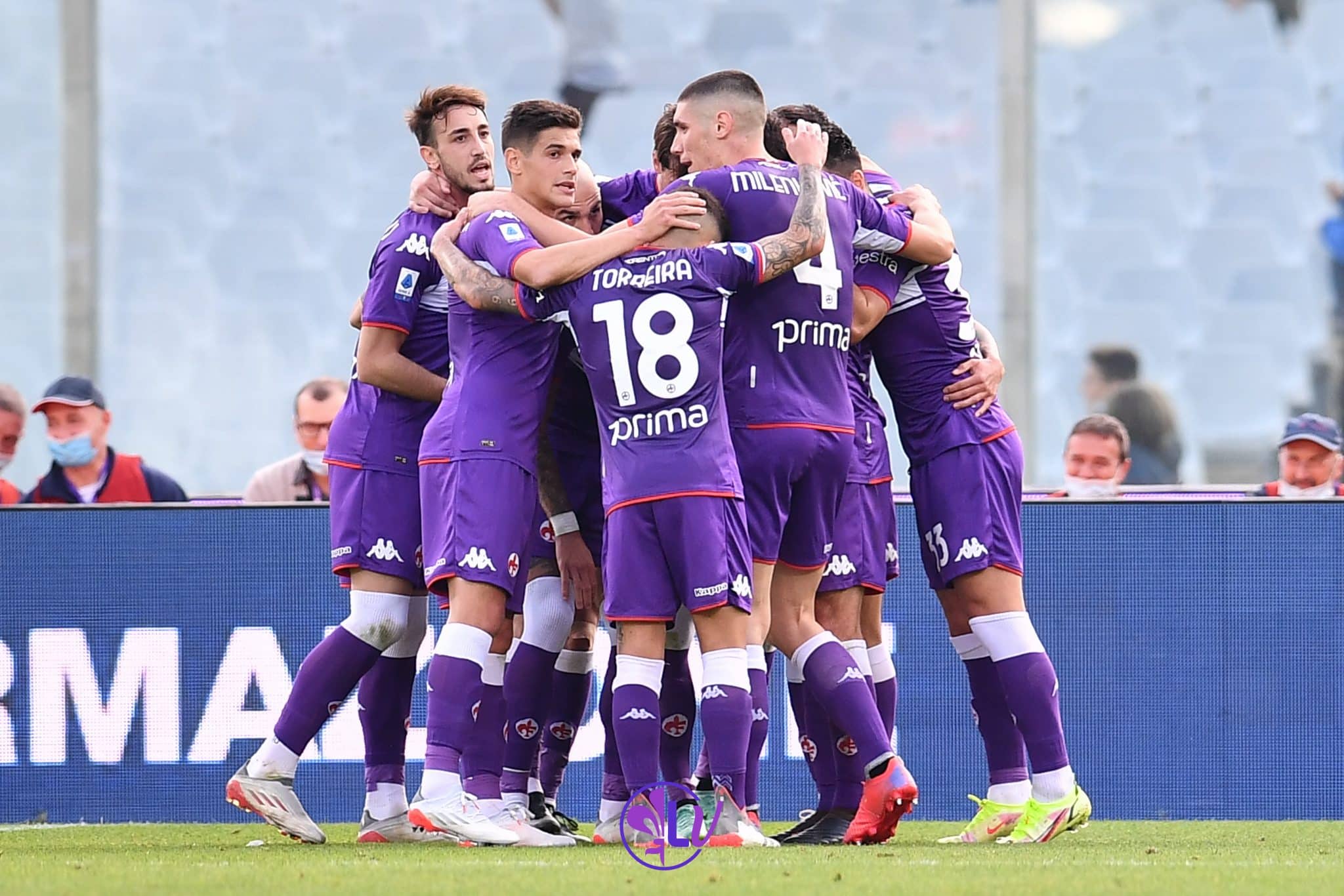 L'esultanza dei giocatori della Fiorentina