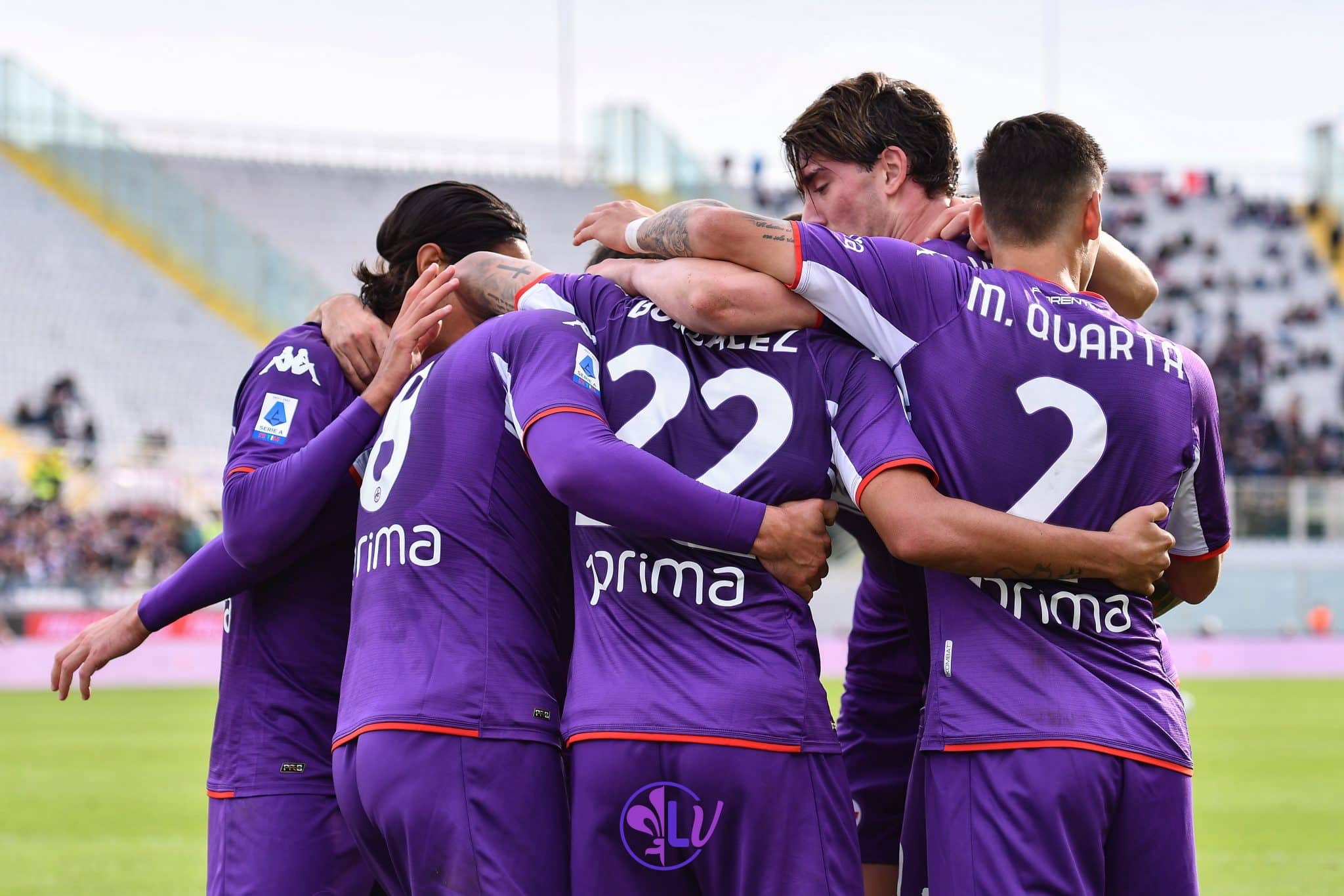 L'esultanza dei giocatori della Fiorentina