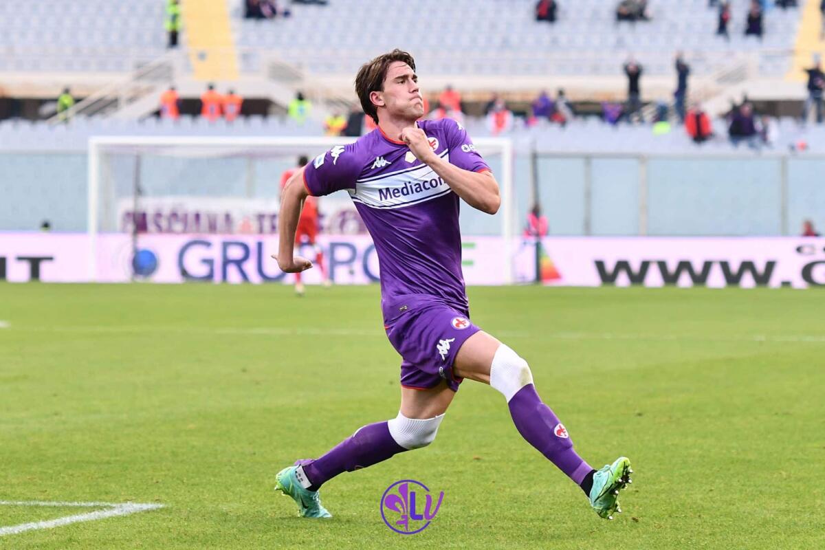 Nazione, è il Vlahovic show, Spezia demolito. Caso rinnovo e mercato? No, questa è l'ora dei gol - Firenze, stadio A.Franchi, 31.10.2021, Fiorentina-Spezia, foto Lisa Guglielmi. Copyright Labaroviola.com