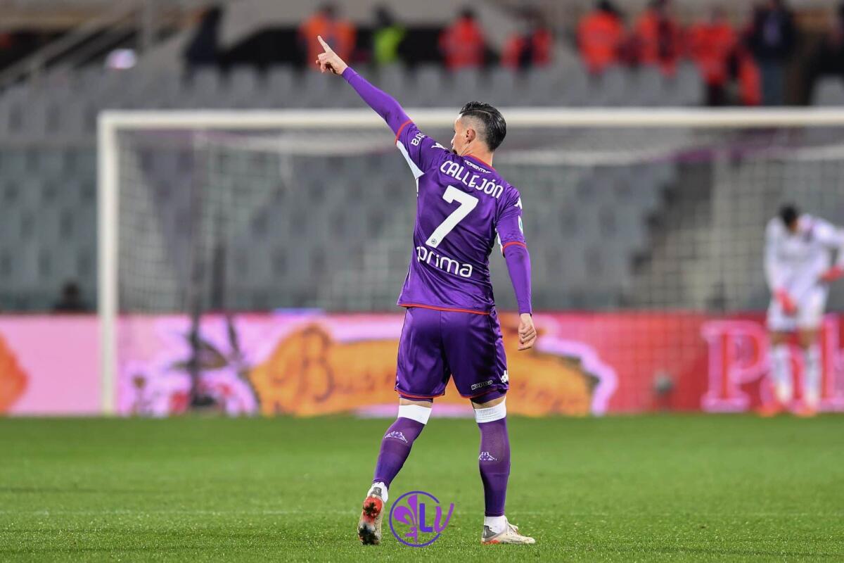 Al 23' Fiorentina-Sampdoria 1-1 al Franchi. La viola acciuffa il pareggio con Callejon - Esultanza José Maria Callejon