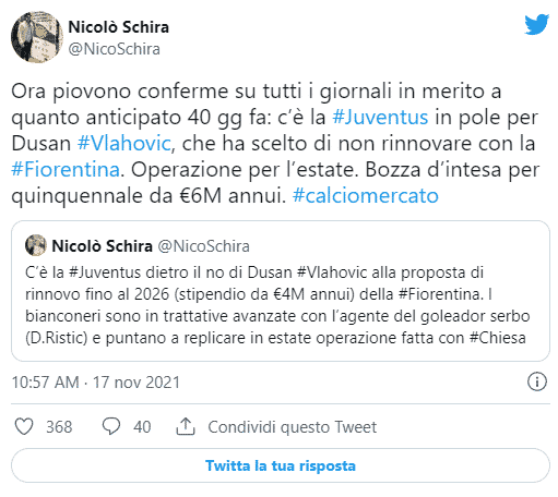 Schira: "C'è la Juventus dietro il mancato rinnovo di Vlahovic. Accordo da sei milioni l'anno"