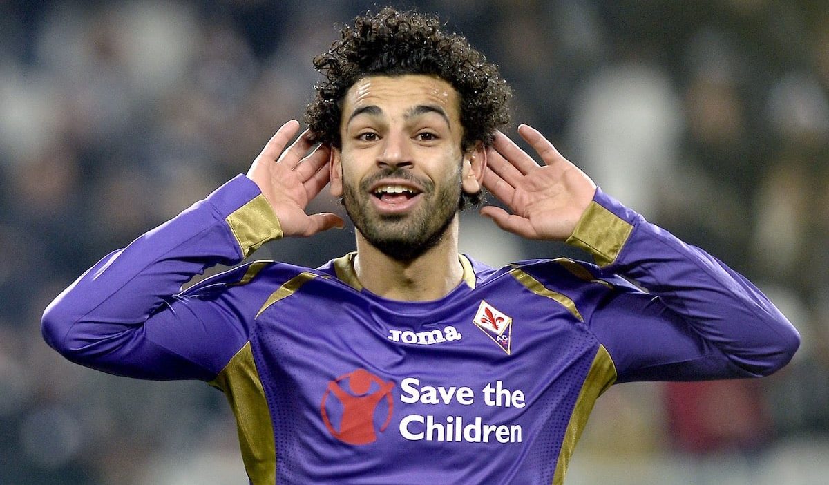 Esultanza Mohamed Salah Fiorentina gol 1-2, goal celebration,Torino 05-03-2015, Juventus Stadium, Football Calcio 2014/2015 Coppa Italia, semifinale, Juventus - Fiorentina, Foto Filippo Alfero/Insidefoto