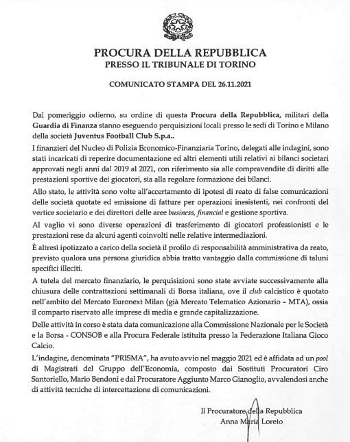 Guardia di Finanza nella sede della Juventus. Agnelli, Nedved e Paratici indagati per falso in bilancio