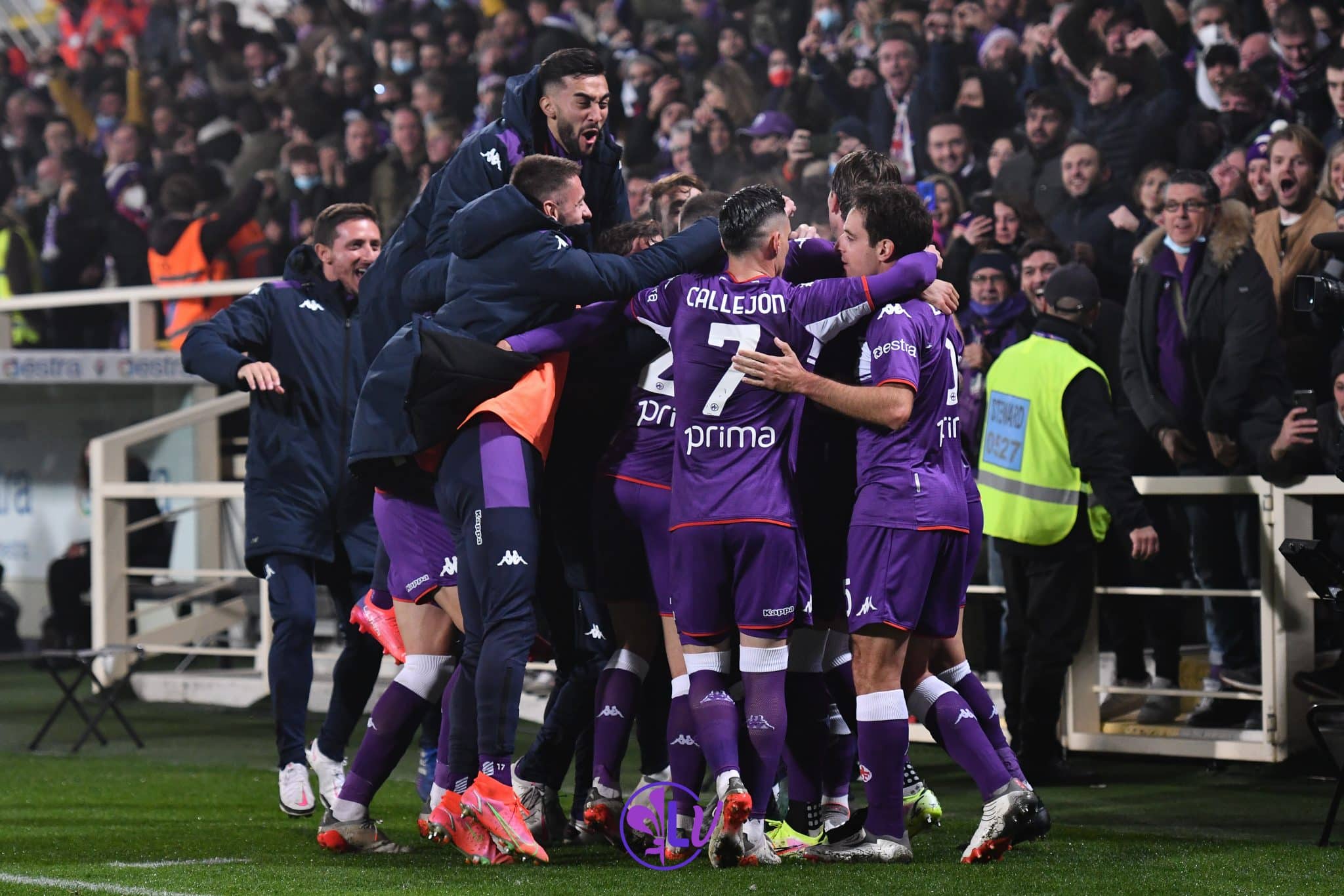 L'esultanza dei giocatori della Fiorentina