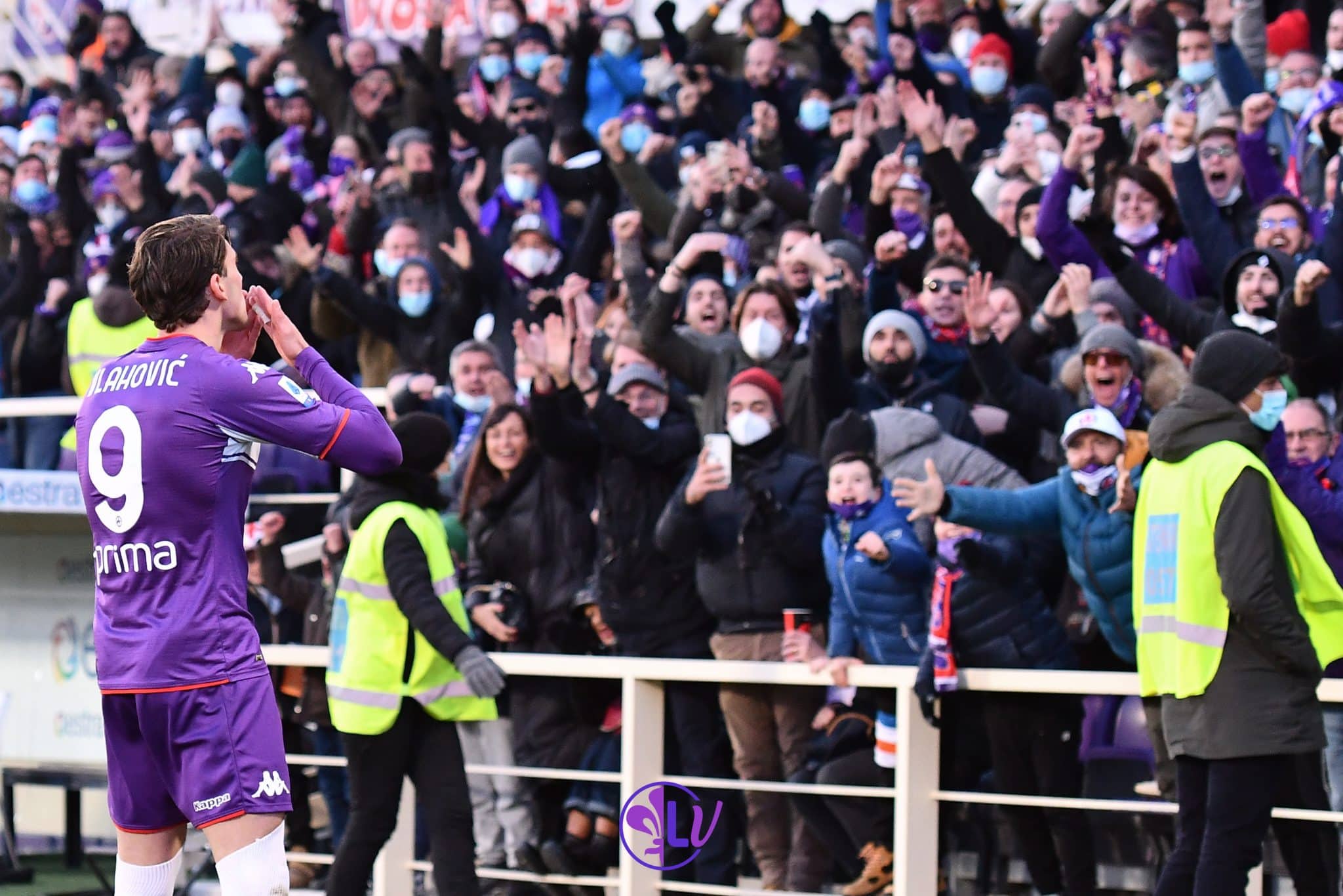 Esultanza Dusan Vlahovic, Firenze, stadio A.Franchi, 11.12.2021, Fiorentina-Salernitana, foto Lisa Guglielmi. Copyright Labaroviola.com