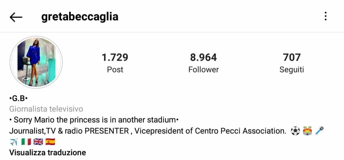 I seguaci su Instagram di Greta Beccaglia prima del vergognoso episodio