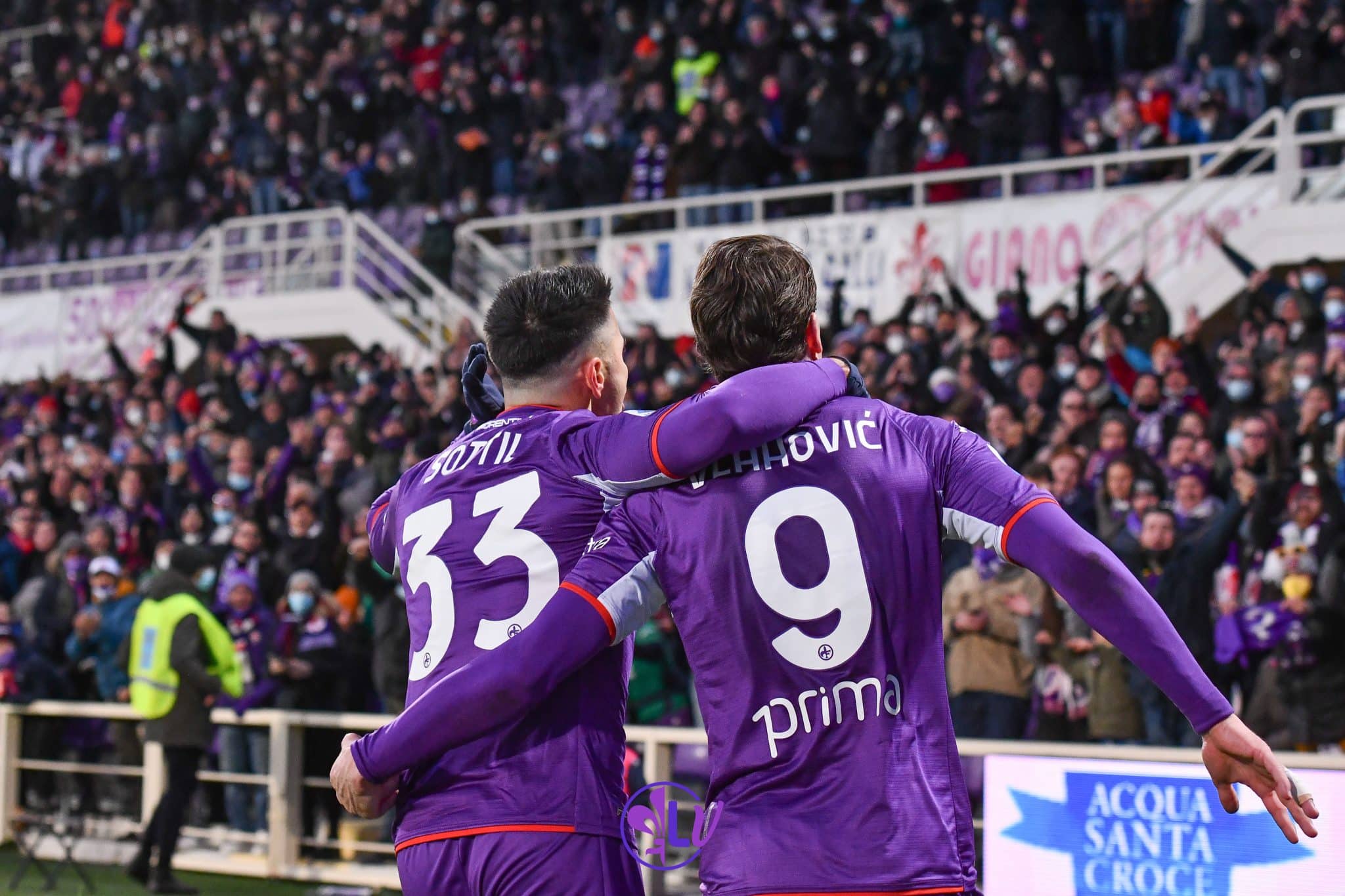 Esultanza Fiorentina, Firenze, stadio A.Franchi, 11.12.2021, Fiorentina-Salernitana, foto Lisa Guglielmi. Copyright Labaroviola.com